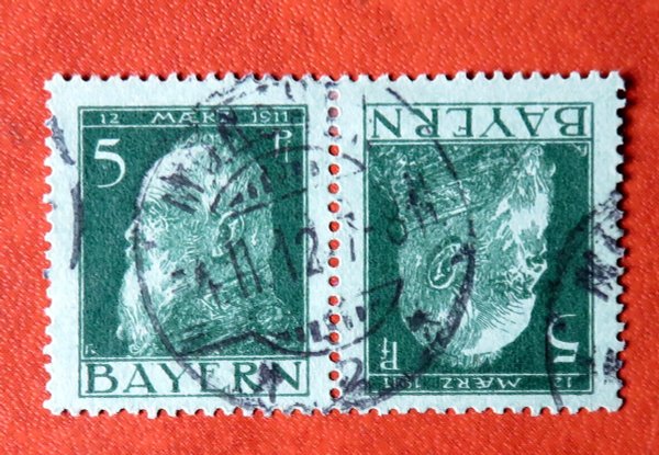 Briefmarke Bayern K1 II o Kehrdruck der 77