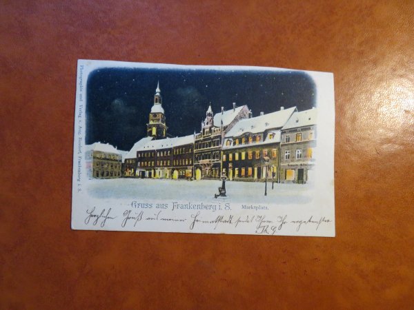 Ansichtskarte Frankenberg in Sachsen 1901. Bahnpoststempel!