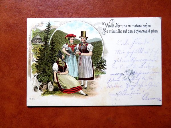 Ansichtskarte Schwarzwald 1899 mit Trachten