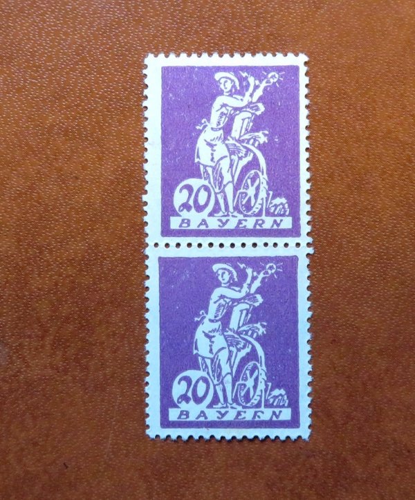Briefmarke Bayern 181 */** senkrechtes Pärchen Plattenfehler III