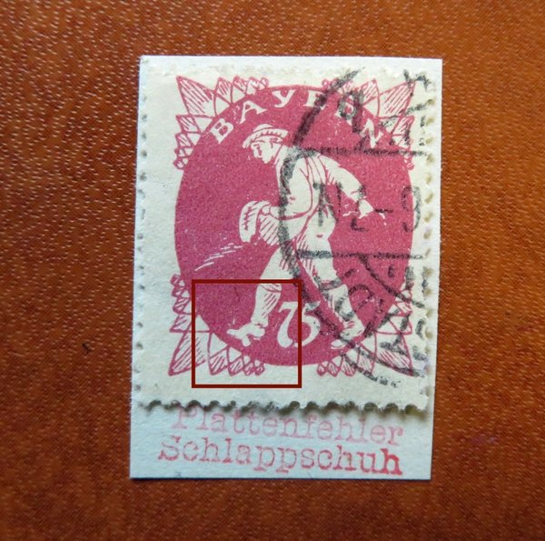 Briefmarke Bayern 186 o  Plattenfehler I
