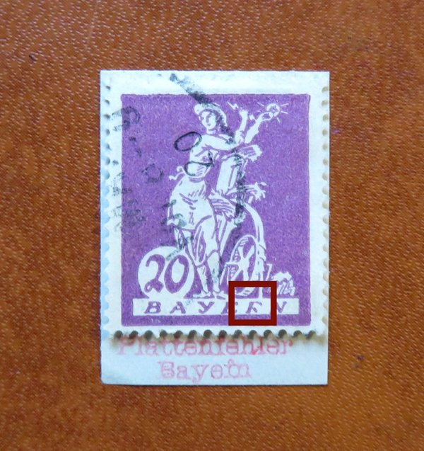 Briefmarke Bayern 181 o Plattenfehler III
