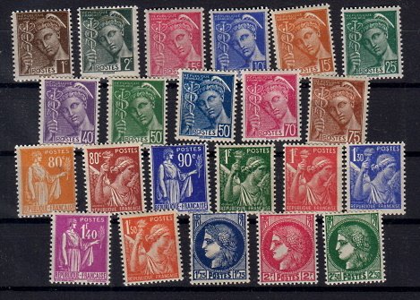 Briefmarken Frankreich 373-76 + 78 + 80 + 82 + 85-86 + 88-91 + 93-95 + 97-401 + 03 *