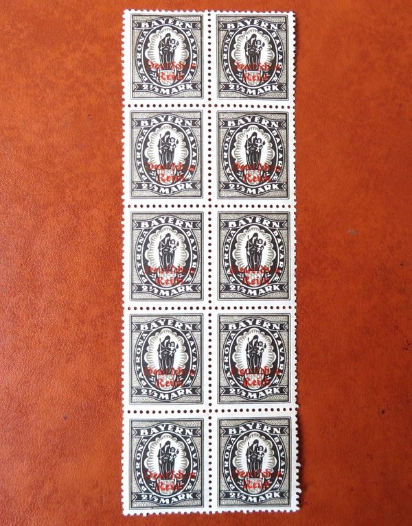 Briefmarke Deutsches Reich 133 ** Zehnerblock