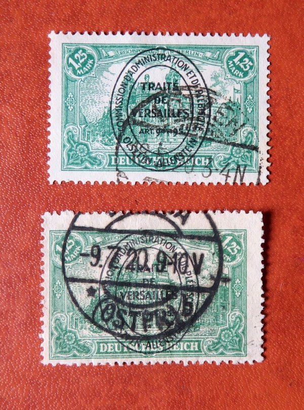 Briefmarke Allenstein 25 a+b o