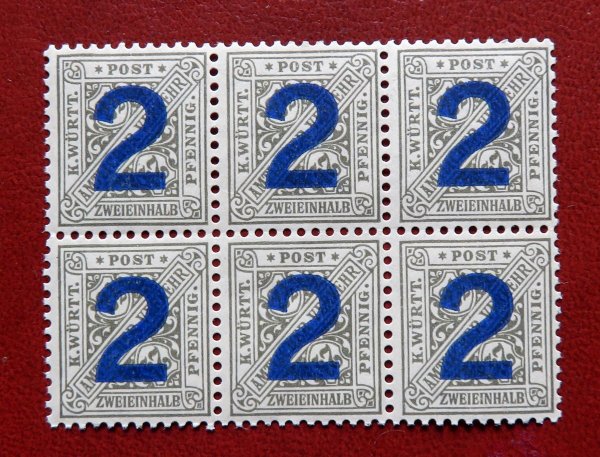 Briefmarke Württemberg 257 **. Sechserblock
