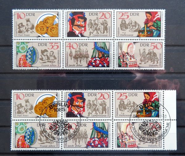 Briefmarke DDR 2716/21 ** und o 2 Sechserblöcke
