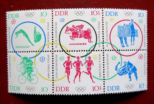 Briefmarke DDR 1039/44 ZD ** 2 Sechserblock