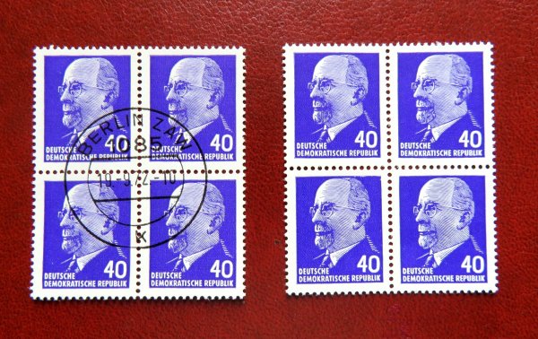 Briefmarke DDR 936 y ** und o 2 Viererblöcke