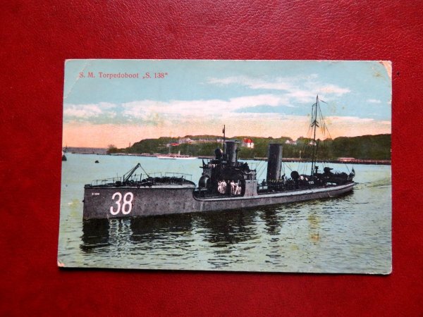 Ansichtskarte 1. Weltkrieg Torpedoboot S. 138. Feldpoststempel