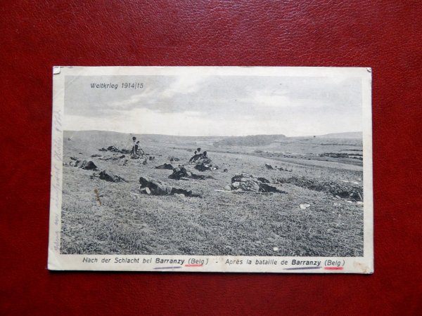 Ansichtskarte 1. Weltkrieg Tote Soldaten nach Schlacht bei Barranzy.1918 Feldpost