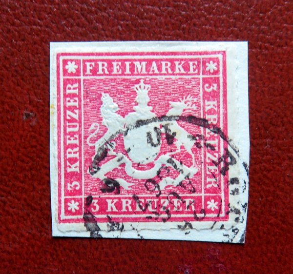Briefmarke Württemberg 31 o auf Briefstück
