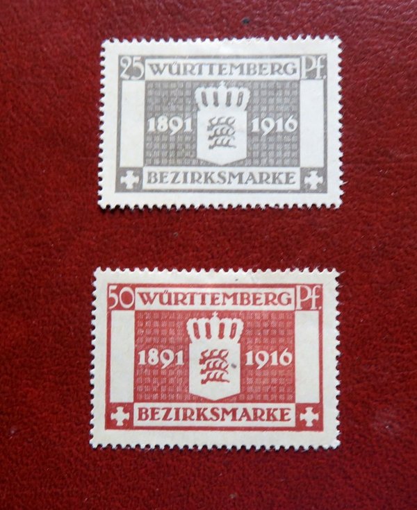 Briefmarke Württemberg 128/129 *