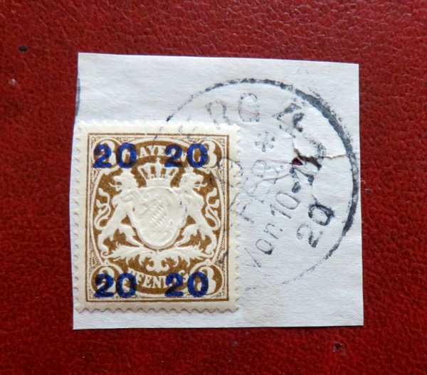 Briefmarke Bayern 177 II o auf Briefstück
