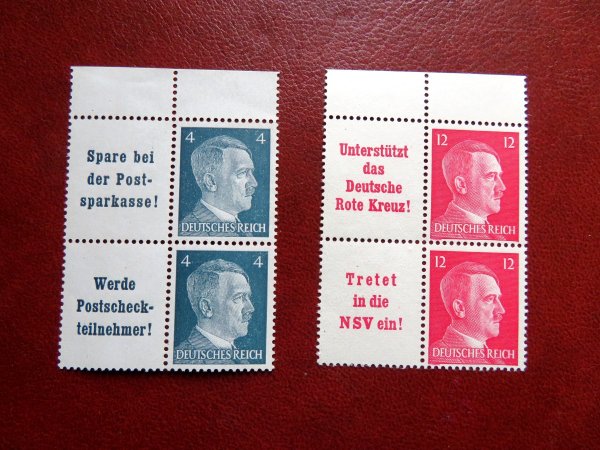 Briefmarke Deutsches Reich W151, W152 , W156, W157 ** mit 783, 788