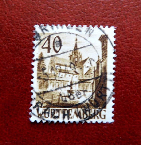 Briefmarke Französische Zone Württemberg 35 o. Zentrierter Stempel!
