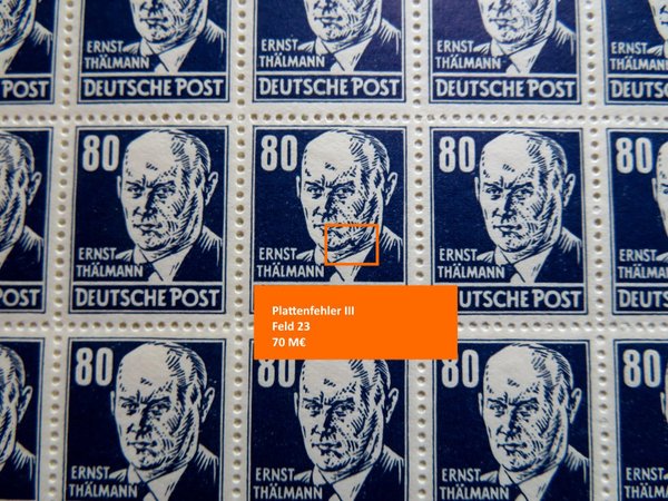 Briefmarke DDR 339 ** 2 komplette Bögen der 339 v und 339 z mit insgesamt 6 teuren Plattenfehlern