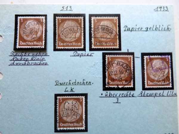 Briefmarke Deutsches Reich 512/14 Spezialitäten wohl mit Abarten, PF, Spezialitäten usw.