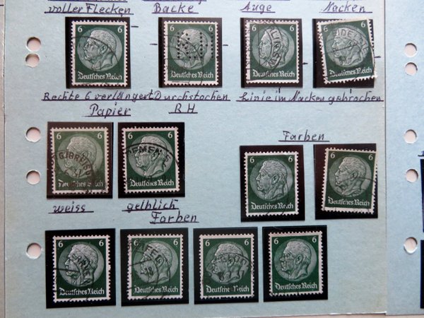 Briefmarke Deutsches Reich 515/17 Spezialitäten wohl mit Abarten, PF, Spezialitäten usw.