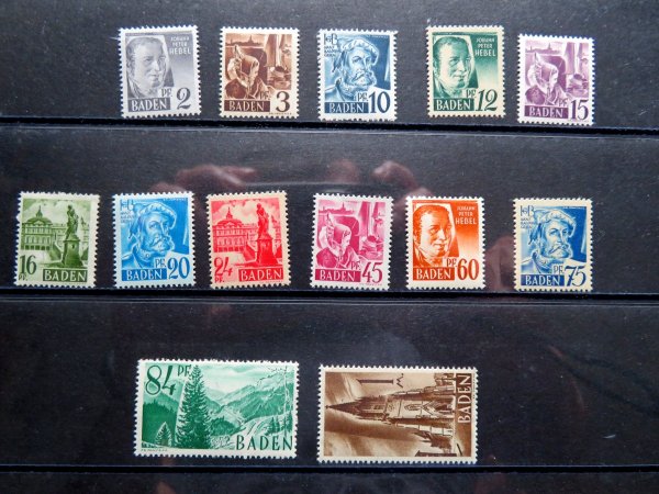 Briefmarke Französische Zone Baden 1/13 ** mit Spezialitäten und Plattenfehlern