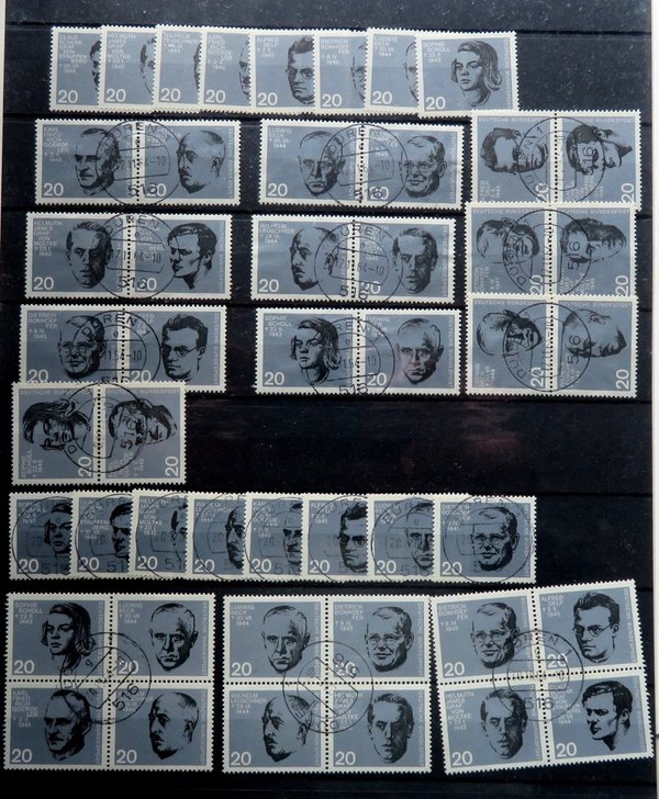 Briefmarke BRD 431/38 ** und o aus Block 3 mit verschiedenen ZD