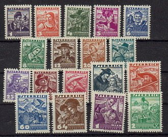 Briefmarken Österreich 567-83 + 85 *