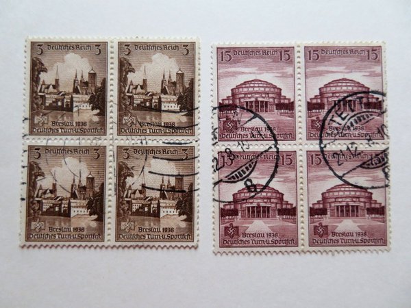 Briefmarke Deutsches Reich 665 und 668 o VB
