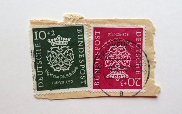 Briefmarke BRD 121/22 o auf Briefstück