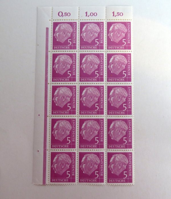 Briefmarke BRD 179 ** 15 er Block ER OR
