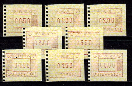 Briefmarken Österreich Automatenmarken 1 ** (8 Werte)