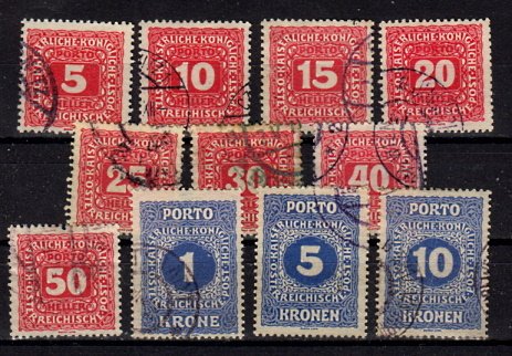 Briefmarken Österreich Porto 47-54 o