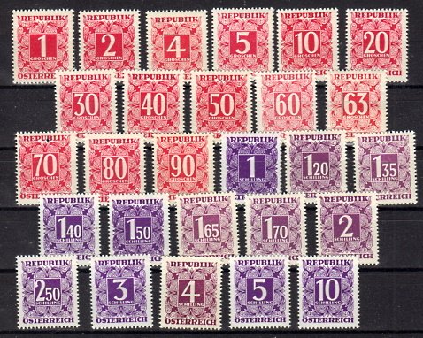 Briefmarken Österreich Porto 232-35 + 37-45 + 47-49 **