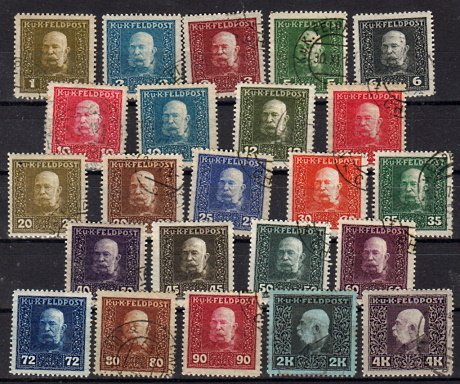 Briefmarken Österreich Feldpost allg. 22-42 + 44 + 46 A o