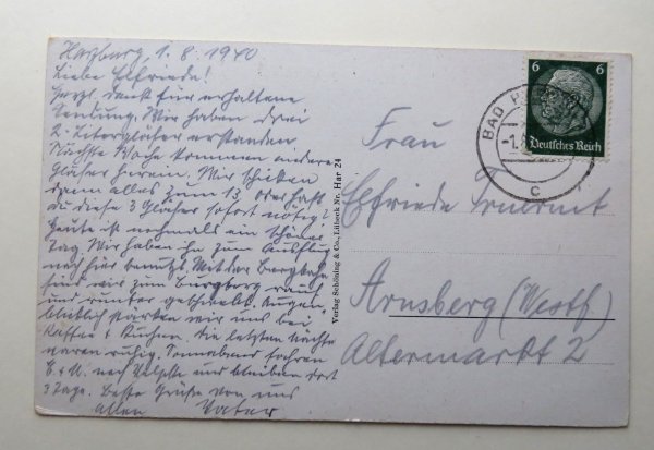 Ansichtskarte Bad Harzburg mit Harzberg. 1940 gelaufen