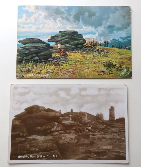 Ansichtskarte Brocken. 2 Ansichtskarten vom Brocken im Harz! Eine Karte 1930 gelaufen