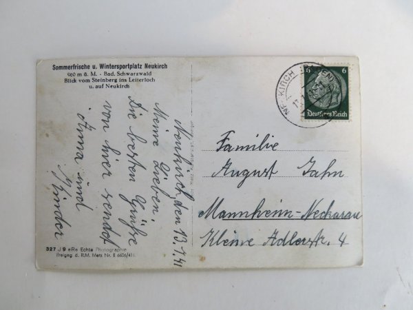 Ansichtskarte Neukirch im Schwarzwald. 1941 gelaufen.