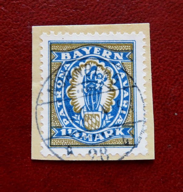 Briefmarke Bayern 188 o auf Briefstück