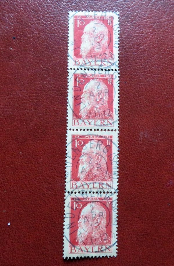 Briefmarke Bayern 78 II o senkrechter Viererstreifen