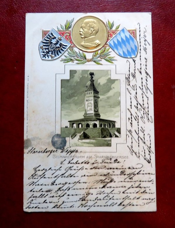 Ansichtskarte  Bismarckturm Starnbergersee 1903 (?)
