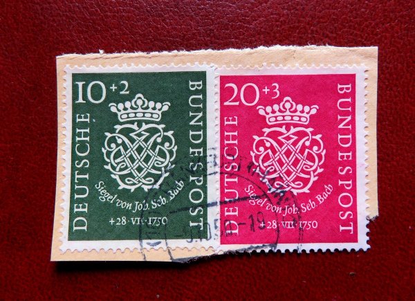 Briefmarke BRD 121/22 o auf Briefstück