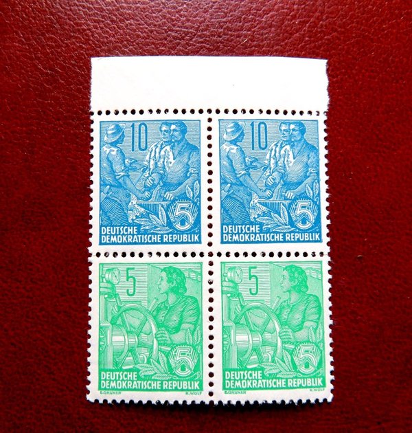 Briefmarke DDR 2 x  S5 ** mit 406 und 453 als VB vom OR