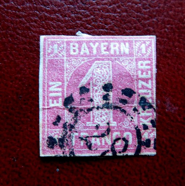Briefmarke Bayern 3 o mit Mühlradstempel 28