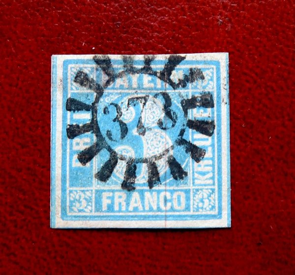 Briefmarke Bayern 2 o. Mühlradstempel 373