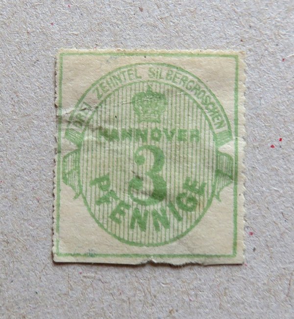 Briefmarke Hannover 21 y (*). Dünne Stellen!