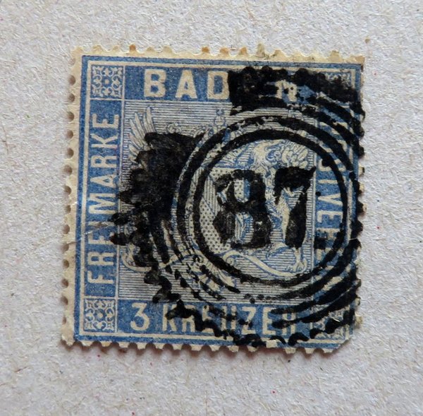Briefmarke Baden 10 o. Dünne Stelle