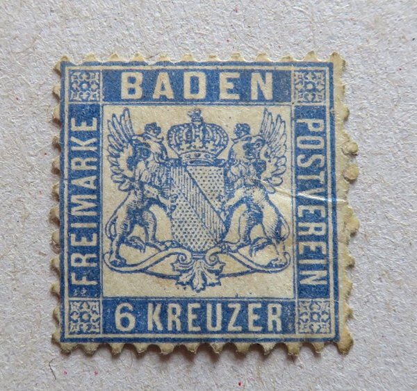 Briefmarke Baden 19 * / (*). Teilweise gummiert