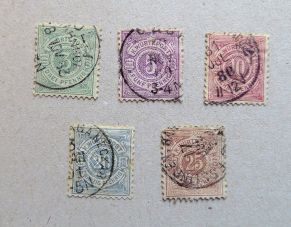 Briefmarke Württemberg 44/48 o