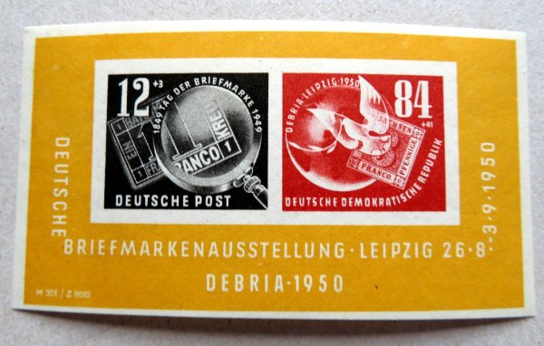 Briefmarke DDR Block 7 ** mit 272/72. DEBRIA Block 1950