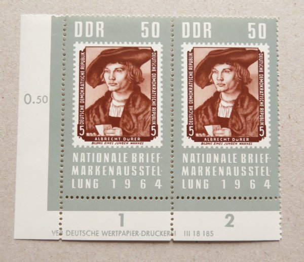 Briefmarke DDR 1058 ** DV,  waagrechtes Pärchen
