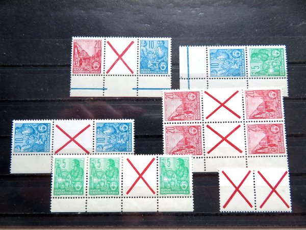 Briefmarke DDR 577, 578, 580 ** diverse Zusammendrucke wie WZ7, S7, SZ8, WZ5 usw.